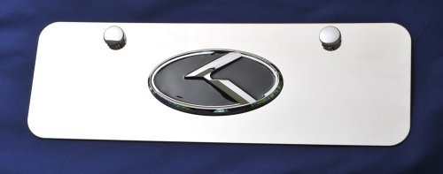 Kia Chrome Emblem Badge on Stainless Steel License Plate Half Size