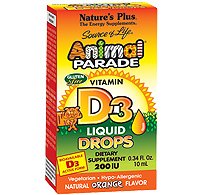 Nature's Plus - Source Of Life Animal Parade Vitamin D3 Liquid Drops Natural Orange Flavor 200 IU - 0.34 oz.