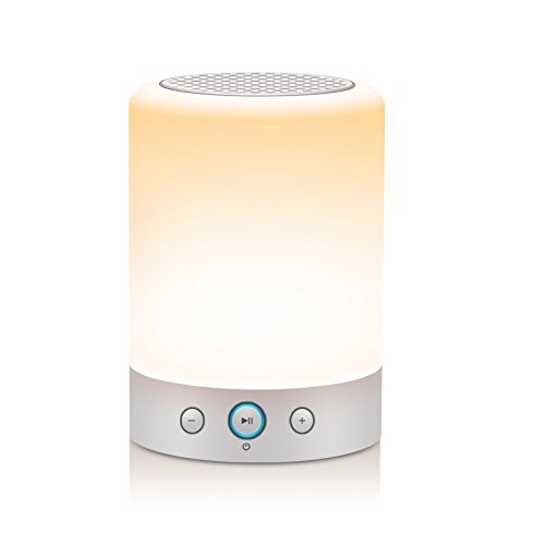 LIGHTSTORY L7 White LED Lamps, Portable LED Bedside Lamp, Bluetooth Speaker Table LED Lamps