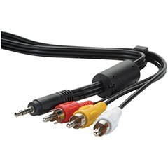 3.5mm Plug (4 Pole) to 3 RCA Plug A/V Cable 3 ft.