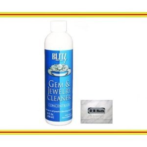 Blitz Non-Toxic Gem & Jewelry Cleaner (Concentrate 8oz.) with 100% Cotton Flannel All-in-one Jewelry Cleaning, Polishing & Buffing Cloth (2-Ply)