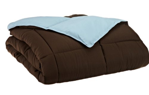 All Season Down Alternative Full/Queen Reversible Comforter, Chocolate/Sky Blue