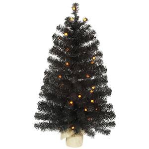 Vickerman Pre-Lit Pine Tree with 35 Orange G12 Berry LED Lights, 3-Feet, Black