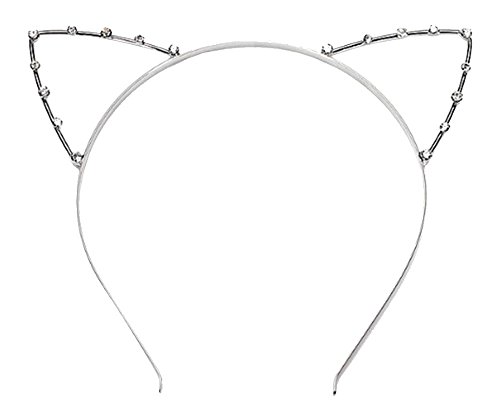 Leegoal Crystal Pearl Shot In Cat Ears Child Adult Hair Bands,Silver
