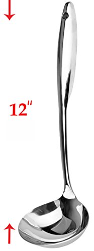 12'' Stainless Steel Ladle Cooking and Kitchen Gadget - Mirror Polishing Stew Tool