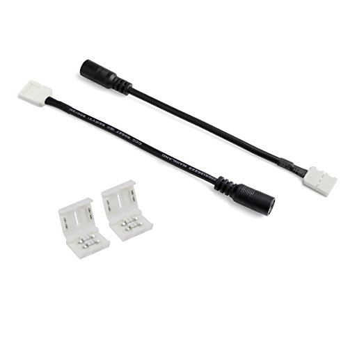 LE® 2 Pcs Adapter Cable + 2 Pcs 2-Pin 8mm Connector Kit for 3528 Single Color LED Strip Lights, Gapless Strip to Strip, Cables Connect Adapter and LED Strips, Seamlessly Extend LED Strip Lights