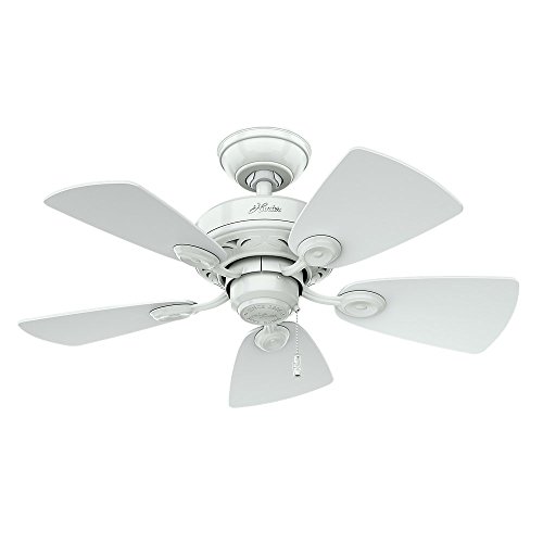 Hunter Fan Company 52089 Watson 34-Inch Snow White Ceiling Fan with Five Snow White/Bleached Oak Blades and a Light Kit