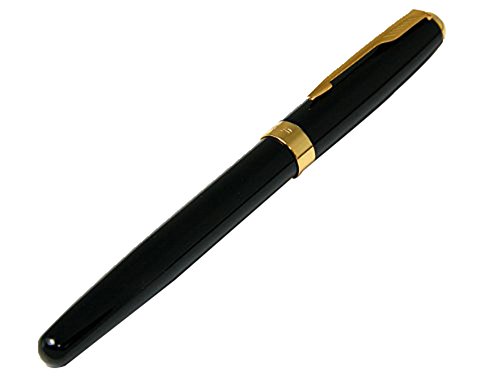 NiceEshop Black Classic Ciger Golden Ring Fountain Pen Stylish with Push in Style Ink Converter