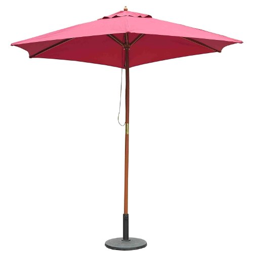 Outsunny 2.5m Wood Wooden garden Parasol Sun Shade Patio Outdoor umbrella Canopy Red Wine