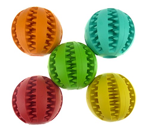 Pet Dog Treat Slow Feed Ball, Interactive IQ Non-Toxic Rubber Dental Treat Tooth Cleaning Toy for Dogs Training Playing Chewing