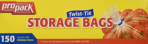 Propack Storage Bags, VALUE PACK Twist-tie, Gallon Size 150Ct.