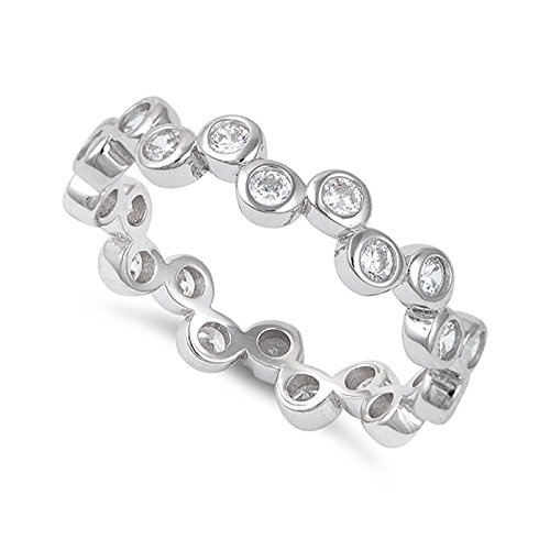 Sterling Silver Cz Stackable Bubbles Eternity Ring (Size 5 - 9)