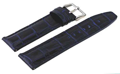 Rev #ITAL181-222 Men's 22mm Genuine Navy Blue Leather Quick Release Spring Bar Replacement Band
