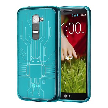 Cruzerlite Bugdroid Circuit TPU Case for LG G2 (Sprint, T-Mobile) - Retail Packaging - Teal