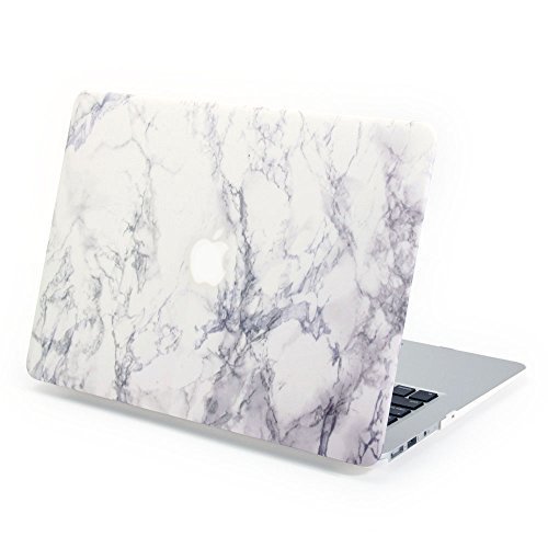 Macbook Air 13 Case, GMYLE Hard Case Print Frosted for MacBook Air 13 inch - White Marble Pattern Rubber Coated Hard Shell Cover