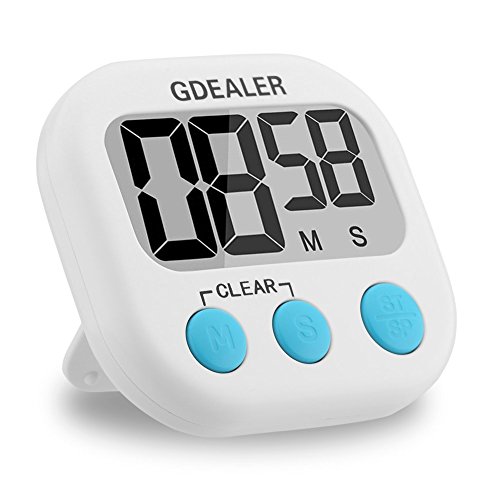 Kitchen Timer, GDEALER Cooking Timer Digital Kitchen Timer with Alarm Magnet Retractable Stand for Cooking Baking Grilling - Large LCD Display Minute Second Count Up Countdown Battery Included
