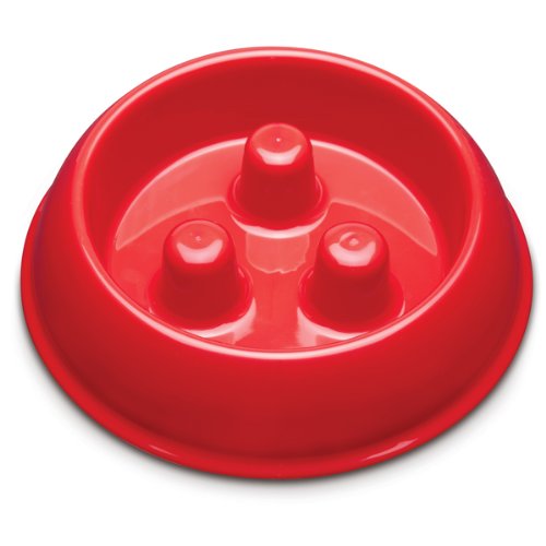 Brake-Fast Dog Food Slow Feed Bowl - Small Red
