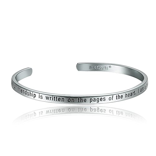 Solocute The Story Of Friendship Is Written On The Pages Of The Heart.I Am a Better Me Because Of You - Gold Plated Hand Stamped Word Bracelet Ideal Gift to Encourage Your Loved Ones