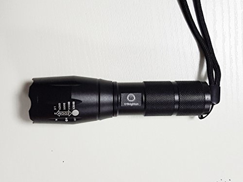 O'Brighton Best and Brightest LED Tactical Flashlight, Zoomable Adjustable Focus, 5 Modes 1000 Lumens, Water Resistant, Outdoor Torch with Rechargeable 18650 Lithium Ion Battery and Charger