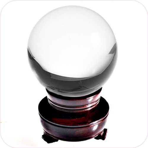 Amlong Crystal Clear Crystal Ball 110mm (4.2 in.) Including Wooden Stand and Gift Package