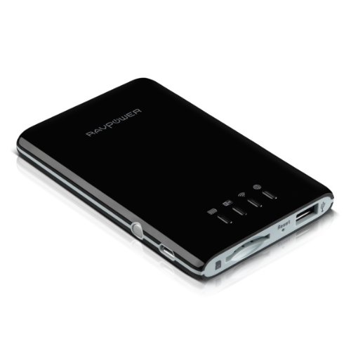 RAVPower Multi-functional SD Card Reader, Wireless Bridge, USB Port, 3000mAh External Battery Pack Travel Charger - RP-WD01(B)