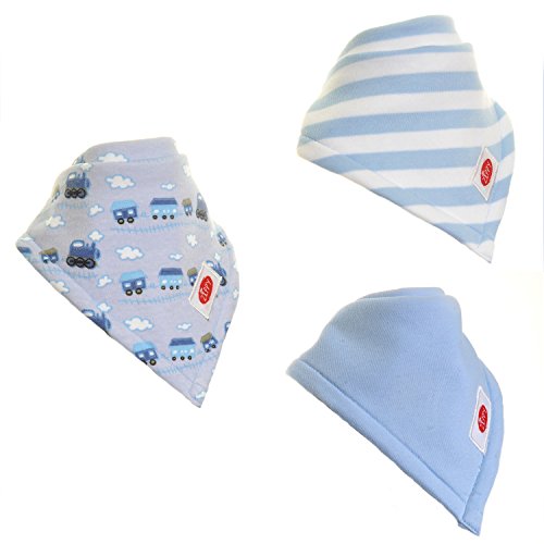 Zippy Absorbent Bandana Bib for Babies and Toddlers - Absorbent 100% Cotton Front Drool Bibs with Adjustable Snaps (3 Pack Gift Set) Boys Pale