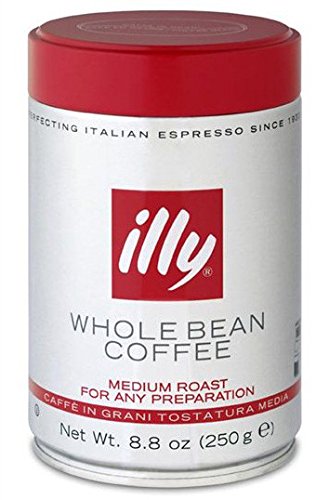 illy Caffe Normale Whole Bean Coffee, Medium Roast, Red Top, 8.8 coffee cans (Pack of 6)