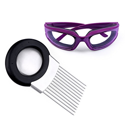Delidge Onion Holder & Onion Goggles, All-In-One Odor Remover& Chopper, 2 Tools in One Set