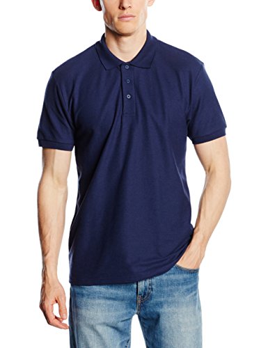 Fruit Of The Loom Men's SS033M Short Sleeve Polo Shirt, Blue (Navy Blue), Small