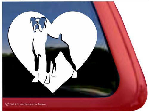 Love Boxers ~ Boxer in Heart Vinyl Window Dog Decal Sticker