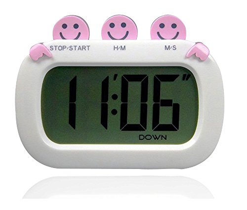PINGKO Portable Fashion Design Digital Kitchen Countdown Timer with Clock and Loud Alarm - Pink