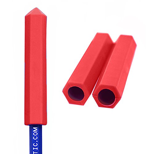 ARK's Krypto-Bite - Made in the USA Chewable Pencil Topper Tubes (Red, 3 Pack of Soft for MILD chewing)