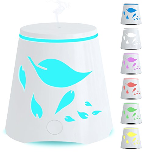 Aromatherapy Essential Oil Diffuser 7 Color Changing Led Lights - Portable Ultrasonic Cool Mist Humidifier - Auto Shutoff Best Aroma Diffusers For Home Office Kids and Spa up to 800 sq ft room