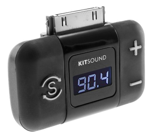 KitSound In-Car FM Radio Transmitter with 30-Pin Connection for iPhone 3/3G/3GS/4/4S, iPad 2/3, iPod Touch 4th Generation and iPod Nano 6th Generation - Black