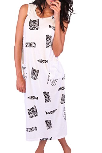 Ingear Beach Long Cotton Tank Dress (2X, White)