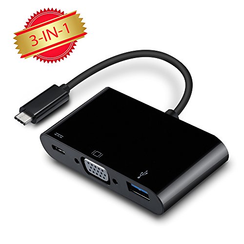 VicTop USB 3.1 Type-C to VGA +USB3.0+ Type C Adapter Converter Hub for The New Macbook 12 Inch Laptop, Google New Chromebook Pixel and Other Type C Supported Devices.