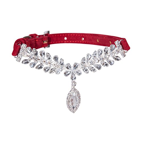Red Fashion Jeweled Diamante Dog Cat Puppy collars necklace style