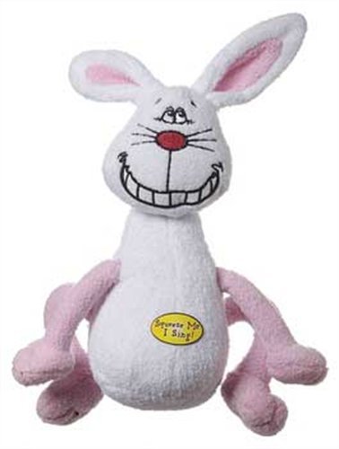 Multipet Deedle Dude Singing Rabbit Plush Dog Toy, 8-Inch, White