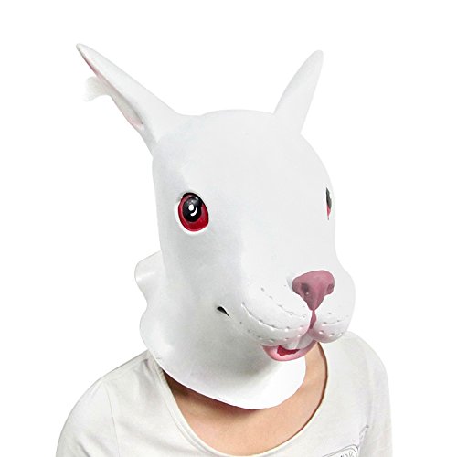 White Latex Animal Rabbit Mask
