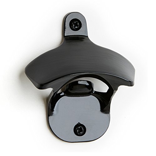 Wall Mounted Bottle Opener, Midnight Black, by Cheers with Free Matching Mounting Screws
