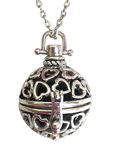 Heart Lava Stone Aromatherapy Pendant/Locket Essential Oil Diffuser Necklace - Antique Silver