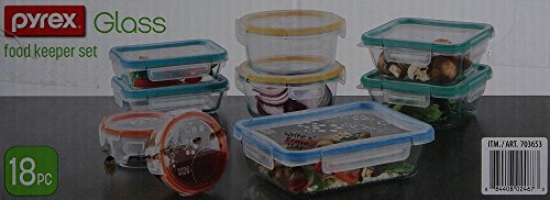 Snapware: 18PC Total Solution Pyrex Glass Food Keeper Set - Featuring Write N' Erase Lids