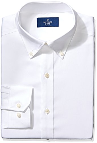 Buttoned Down Men's Non-Iron Fitted Pinpoint Button Collar Dress Shirt