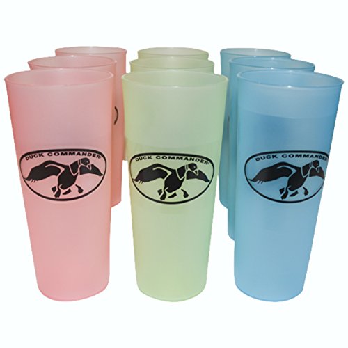 Duck Commander Duck Dynasty Uncle Si Plastic Tea Cups Pink, Green, Blue Drinkware (Pack of 9)