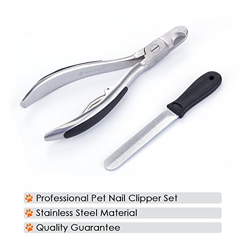 MIUPET Professional Pet Nail Clipper - Stainless Steel Grooming Trimmer in High Quality for All Kinds of Dogs, Cats and Birds Nails Trimming - Matched Nail File Included