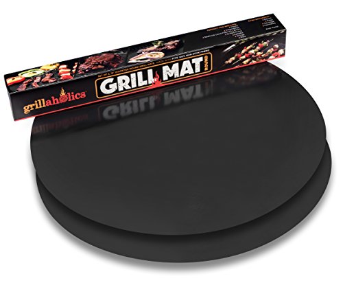 Grillaholics Round Grill Mat - Set of 2 Nonstick BBQ Grilling Mats - 15 Inch