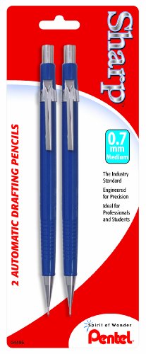 Pentel Sharp Automatic Pencil, 0.7mm, Blue Barrels, 2 Pack (P207BP2-K6)