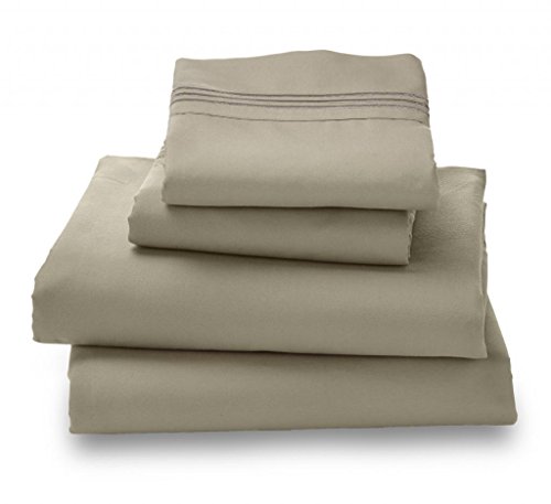 California King Sage Amadora Double Brushed Microfiber Luxury Bed Sheet Set - The Ultimate in Breathability and Comfort, These Highly Durable Microfiber Sage Sheets are the Highest Quality on the Market; They Don't Wrinkle, are Super Soft to the Touch, Never Shrink,& Breathe 50% Better Than Cotton