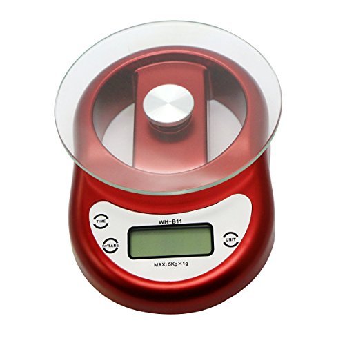 Soter® Food Scale High Accuracy Digital Kitchen Scale Smart Weigh Professional Postal Scale with Tempered Glass Platform and Timer (Red)