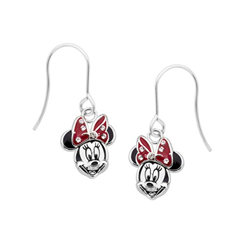 Disney's Minnie Mouse Drop Earrings in Sterling Silver over Brass